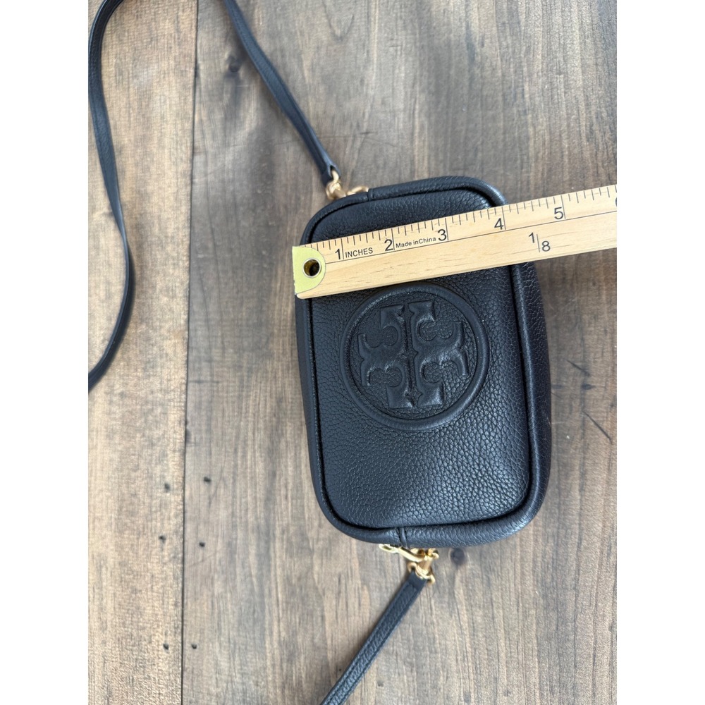 Tory Burch Perry Bombe Mini Bag Black Pebbled Leather Crossbody Camera Bag - Picture 13 of 15
